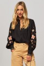 Fabienne Chapot Sort 'Heidi Blouse' viskose bluse med broderte blomster thumbnail