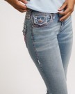 True Religion Champagne glow mid rise 'Becca' bootcut jeans med rosa stikninger thumbnail