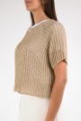 Vicolo Gullskimret viskose lurex heklestrikket topp thumbnail
