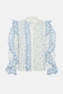 Fabienne Chapot Cream white bomull 'Josie ' bluse med lyseblå kontraster thumbnail