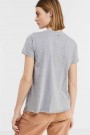 Mos Mosh Grey Melange bomull 'Orion O-ss Tee' t-shirt med printtrykk thumbnail