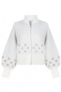 Hést Offwhite with brown melange  kort alpakkamix strikkejakke med zip thumbnail