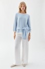 Busnel Ice Blue/ecru 'Helen Contrast Topp' 100% merino genser thumbnail