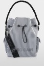 Marc Cain Sorthvit stripet bucket bag thumbnail