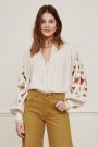 Fabienne Chapot Warm white 'Heidi Blouse' viskose bluse med broderte blomster thumbnail