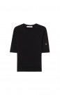 Busnel Sort 'Leona Top' cashmere/merino eksklusiv kabelstrikket kortermet genser  thumbnail