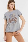 Mos Mosh Grey Melange bomull 'Orion O-ss Tee' t-shirt med printtrykk thumbnail