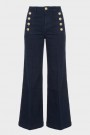 Vicolo Navy 'Giudith' high waist vid bukse med gullknapper L32 thumbnail