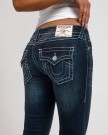 True Religion Dark stone fox low rise 'Joey' flare jeans med sølv stikninger, vinger og trendy flapslommer thumbnail