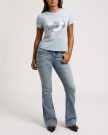 True Religion Champagne glow mid rise 'Becca' bootcut jeans med rosa stikninger thumbnail