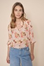 Mos Mosh Silver pink 'Therica Fleur Ss Shirt' viskose bluse m 3/4 erm thumbnail