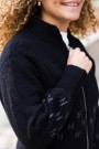Hést Sortmønstret kort alpakkamix strikkejakke med zip thumbnail