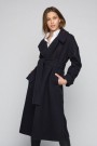 Ella&il Navy 'Adele Coat' klassisk ullkåpe med belte thumbnail