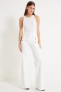 Vicolo Hvit 'Giudith' high waist vid bukse med gullknapper L32 thumbnail