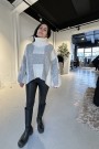 Hést Offwhite with grey stormønstret kidmohairmix genser thumbnail