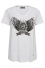 Mos Mosh Hvit 100% bomull 'Gethi O Ss Tee' t-shirt med håndbroderte vinger  thumbnail