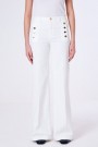 Vicolo Hvit 'Giudith' high waist vid bukse med gullknapper L32 thumbnail