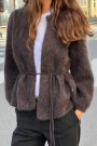 Ella&il Dark brown chunky mohairmix 'Fredrikke Chunky Cardigan' med belte thumbnail