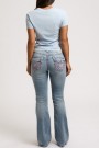 True Religion Champagne glow mid rise 'Becca' bootcut jeans med rosa stikninger thumbnail