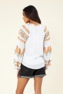 Hale Bob Hvitorange brodert Rayon Crinkle Gauze 'Terra Embroidered Top' bluse thumbnail