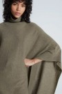 Notshy Olivenmelert 'Nelly' 100% mongolsk cashmere lang poncho med polohals thumbnail