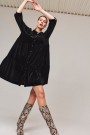 Katrin Uri Sort 'Genova Dress' elastisk velour kjole thumbnail