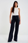 Vicolo Sort 'Giudith' high waist vid jeans med gullknapper fra Vicolo L32