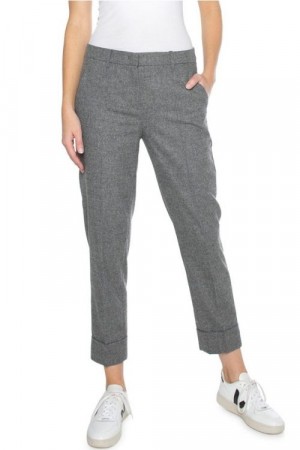 Cambio Wool grey 'Krystal' klassisk bukse med oppbrett