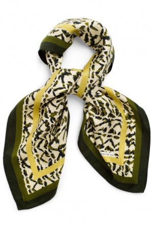 Katrin Uri 'Savanna Olive Silk Scarf' silke halsskjerf 70*70 cm
