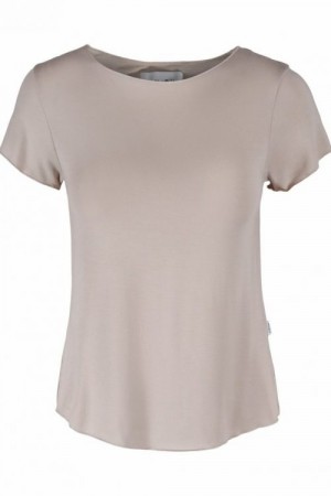Ella&il Beige 'June Modal Tee' modal t-shirt med båthals og woolfordkant