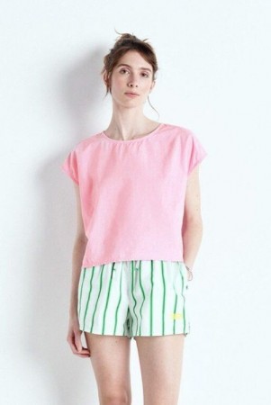 American Vintage pink powder 'Bai07a' 100% bomull poplin boxy topp