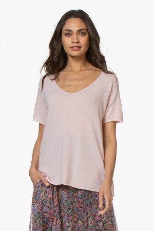 American Vintage Rosa cashmeremix 'Biz218' v-genser med 3/4 erm