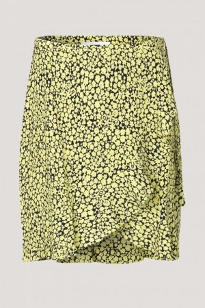 Samsøe Samsøe Gulmønstret Skjørt Limon S Wrap Skirt Aop 6515