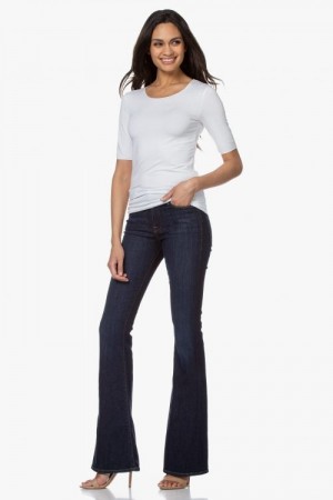Majestic Filatures Hvit viskosetopp med wolfordkant og 3/4 erm