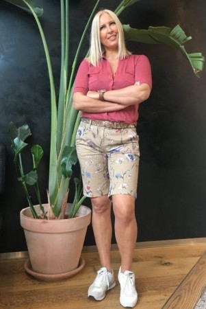 Cambio Sandblomstret 'Lotta Bermuda' bomull shorts