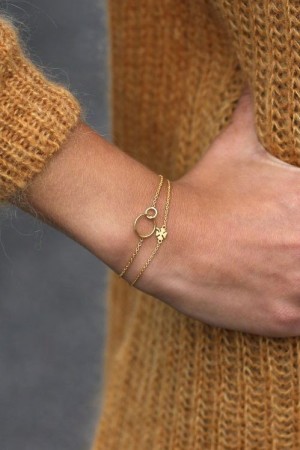 Enamel Copenhagen Gull ‘Clover’ armbånd med kløver