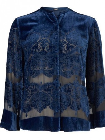 Gustav Denmark Brilliant blue velvet silke/viskose skjortejakke