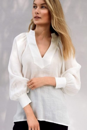 Milook Offwhite 'Amanda' lin bluse med twillstruktur