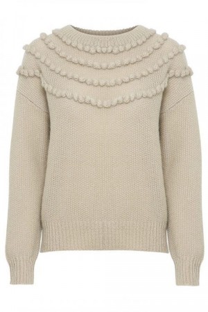 Dear Dharma Beige 'Pompy' genser med bomber