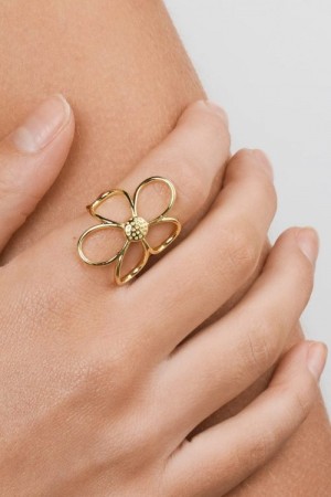 Timi Of Sweden Gull Lucky Outline Flower Ring
