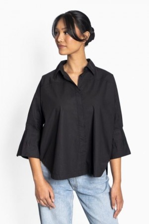 Hést Sort 100% bomull 'Arya' skjorte med 3/4 erm