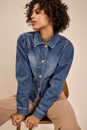 Mos Mosh 'Aiden Puff Jacket' jeansjakke med puffskuldre
