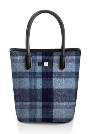 Save My Bag Wool blue rutet 'Postar' shopper