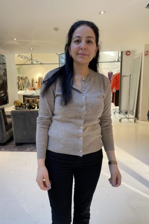 Dear Dharma Dark beige cashmere/ull 'Classic Cardigan'