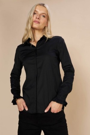 Mos Mosh Sort 'Mattie Flip Shirt' bomullstretch skjorte. Bestselger-modell!
