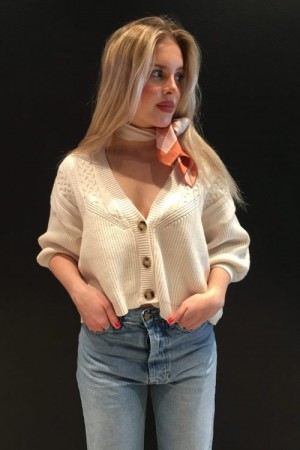 Gestuz Offwhite 'Soley' sjelden vakker flettestrikket cardigan