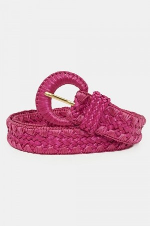 Fabienne Chapot Pink craze 'Raffia Belt' flettebelte