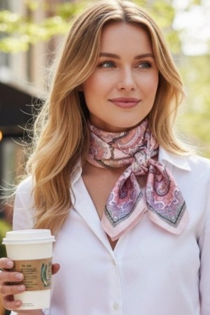 Endless Lys rosa mønstret 'Bandana Viscose' skjerf
