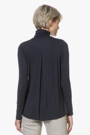 Majestic Filatures Vid sort viskose polo med legg bak