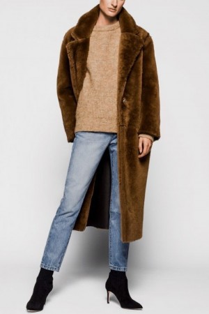 One & Other Supertrendy 'Mangnolia' cognacbrun shearling lammeskinnskåpe